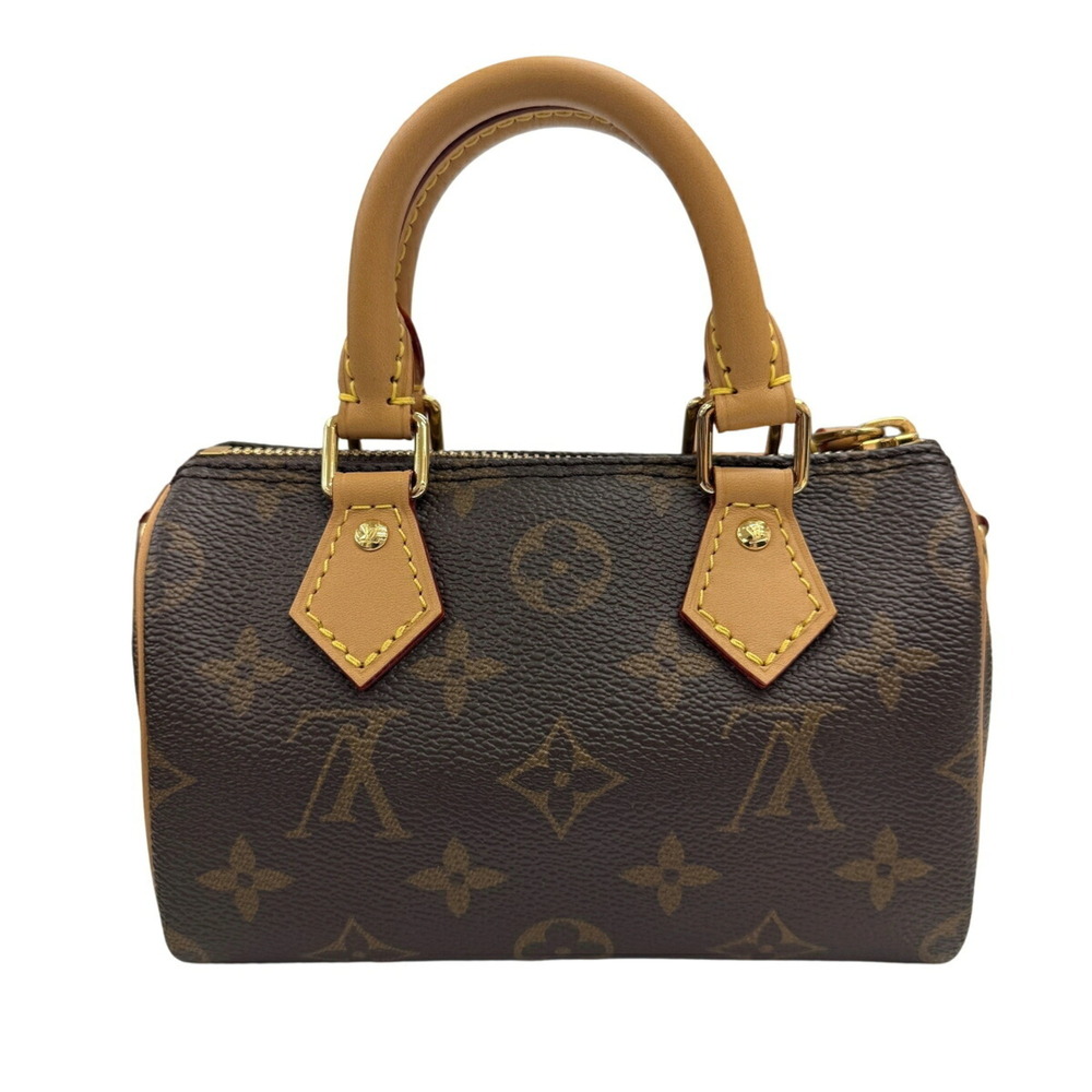 LOUIS VUITTON Louis Vuitton Monogram Nano Speedy M81085 Shoulder Bag Brown Ha...